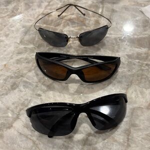 Maui Jim Black Frame Sunglasses with Dark Gray and Brown Lenses